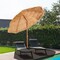 6.5 ft Khaki Tiki Beach Umbrella Adjustable Tilt 8 Ribs Durable Frame